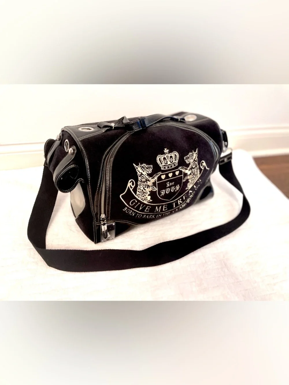 Vtg JUICY COUTURE Dog Pet Carrier Bag Purse with a Lock DOGGY COUTURE! RARE!